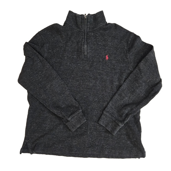 Polo Ralph Lauren Estate Rib 1/4 Zip Men's Size Medium Dark Gray Pullover - Picture 1 of 6